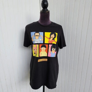 Bob's Burgers Unisex Men Women's Family Cartoon Characters  Black T Shirt Sz M
